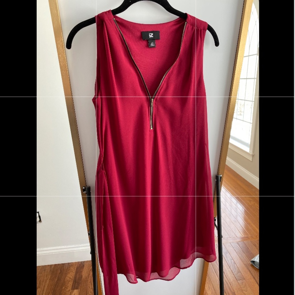Red tank dress with belt